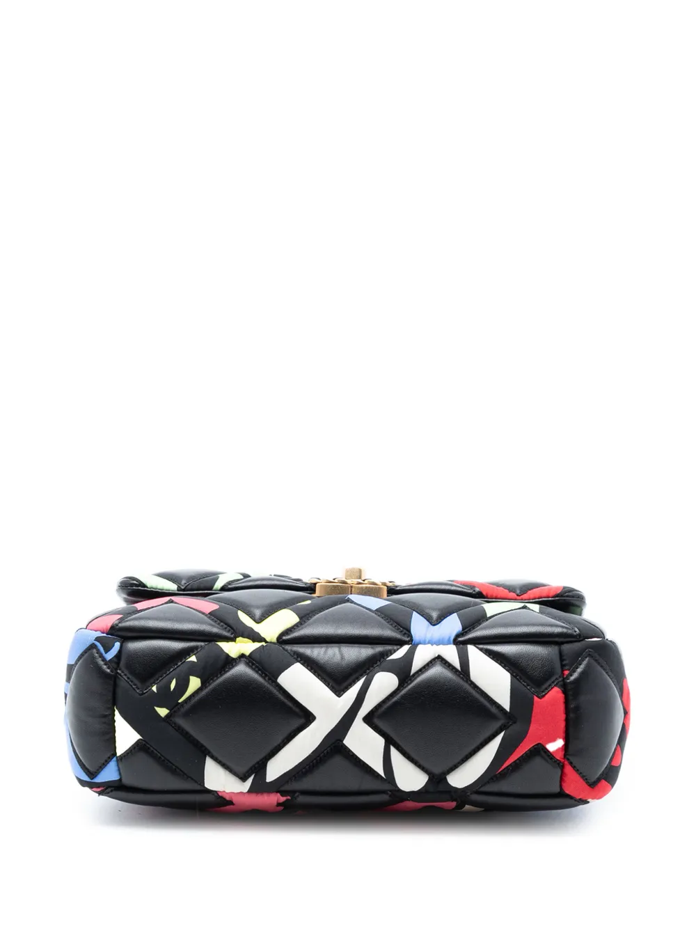 2021-2025 Medium Lambskin And Printed Silk Fixation 19 Flap Satchel