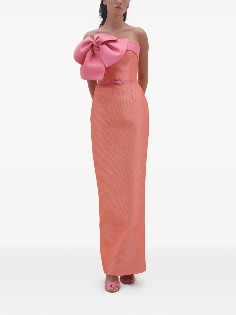  Rami Al Ali Bow Strapless Maxi Dress - Orange 