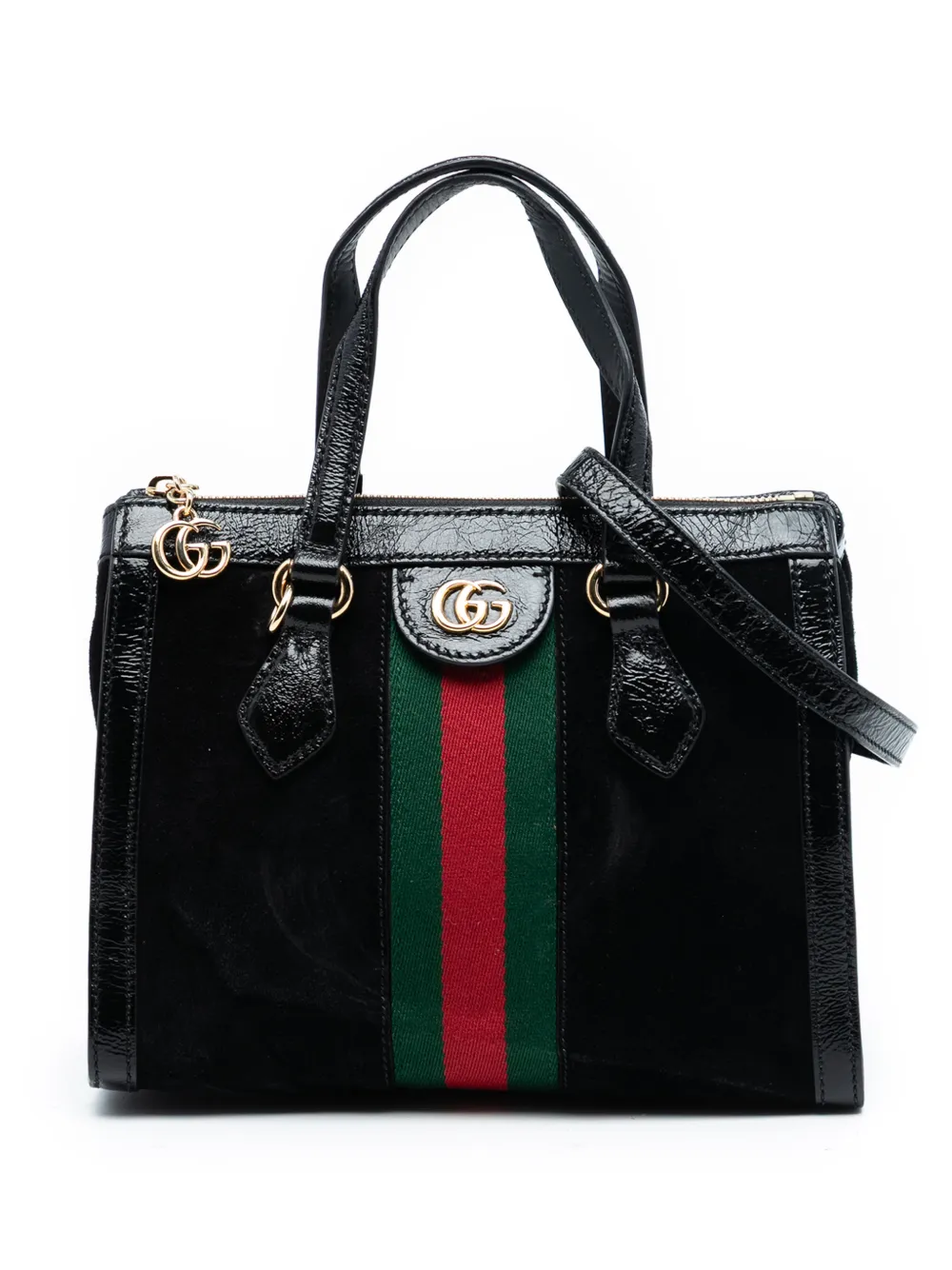 Pre-owned Gucci 2016-2026 Small Suede Ophidia Satchel In Black