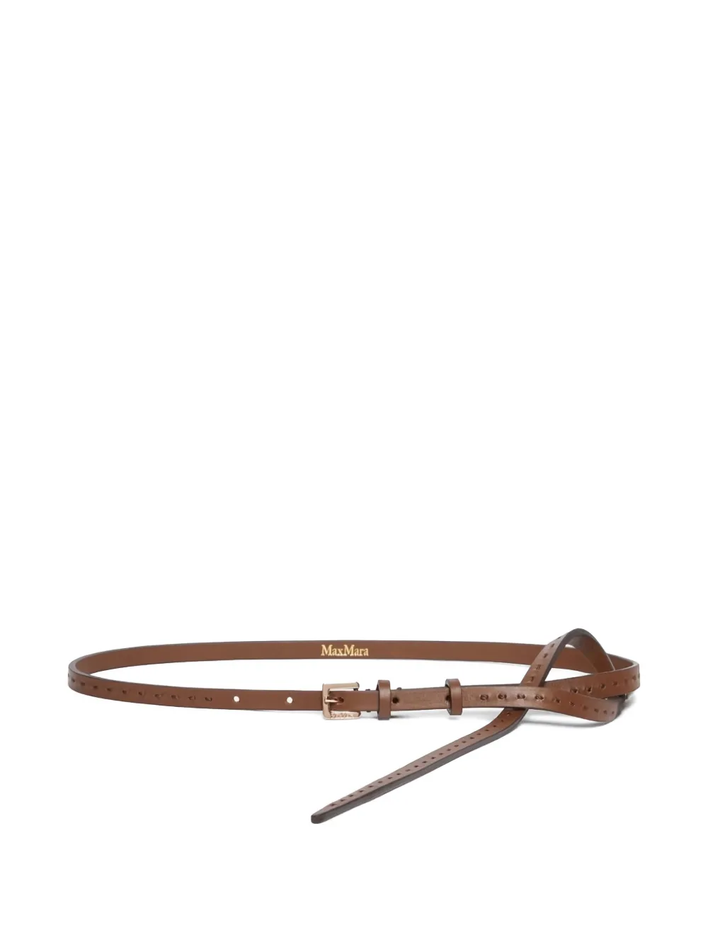Max Mara leather skinny belt - Marrone