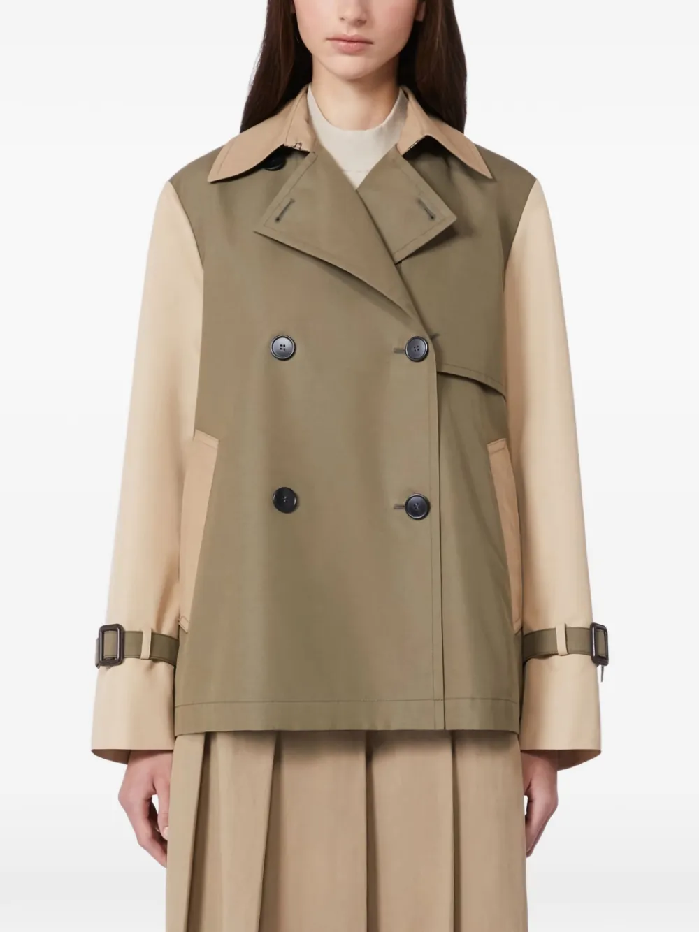  Weekend Max Mara Buckle-strap Double-breasted Jacket - Neutrals 