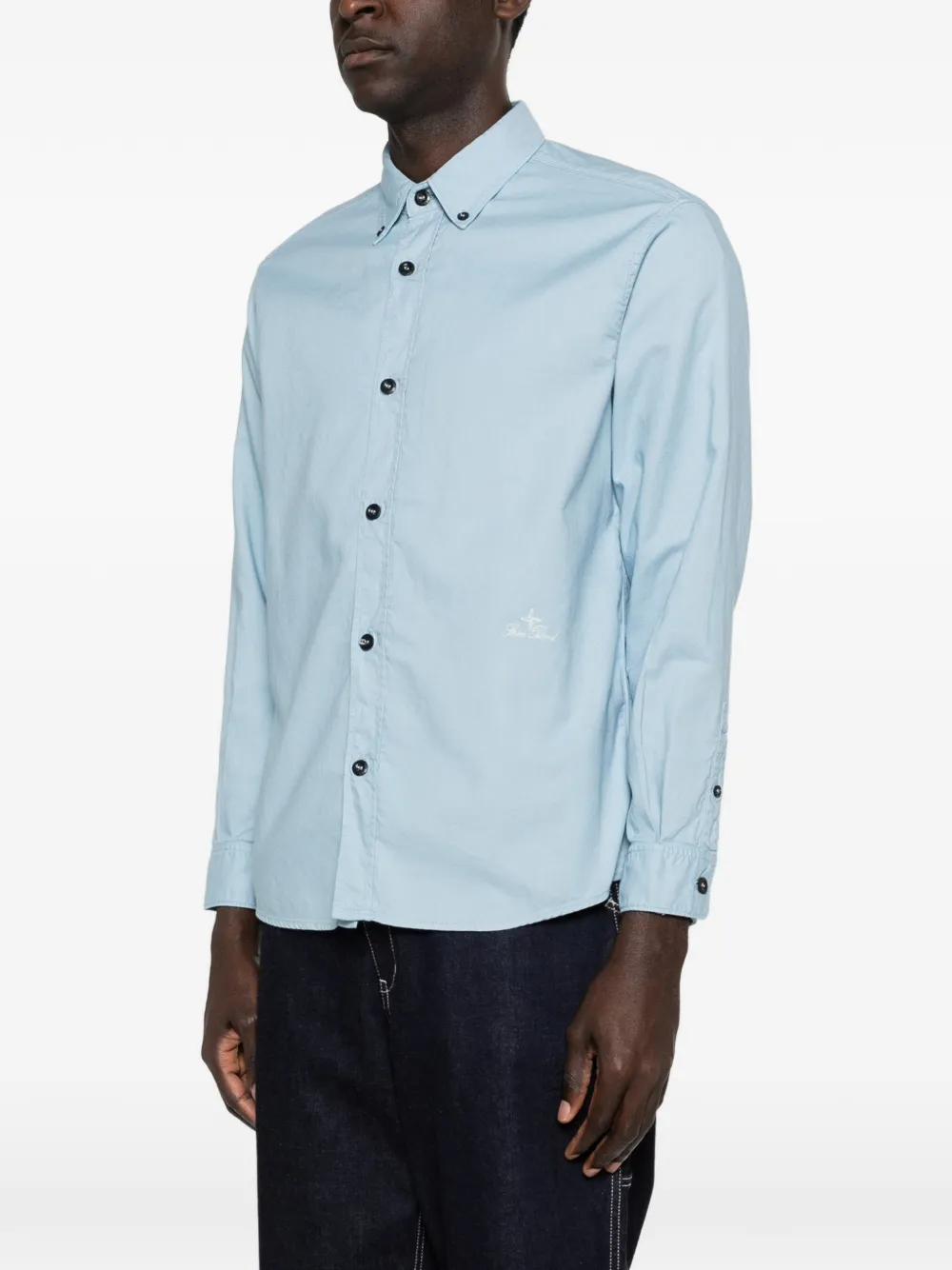 Stone Island 1100004 katoenen Oxford overhemd Blauw