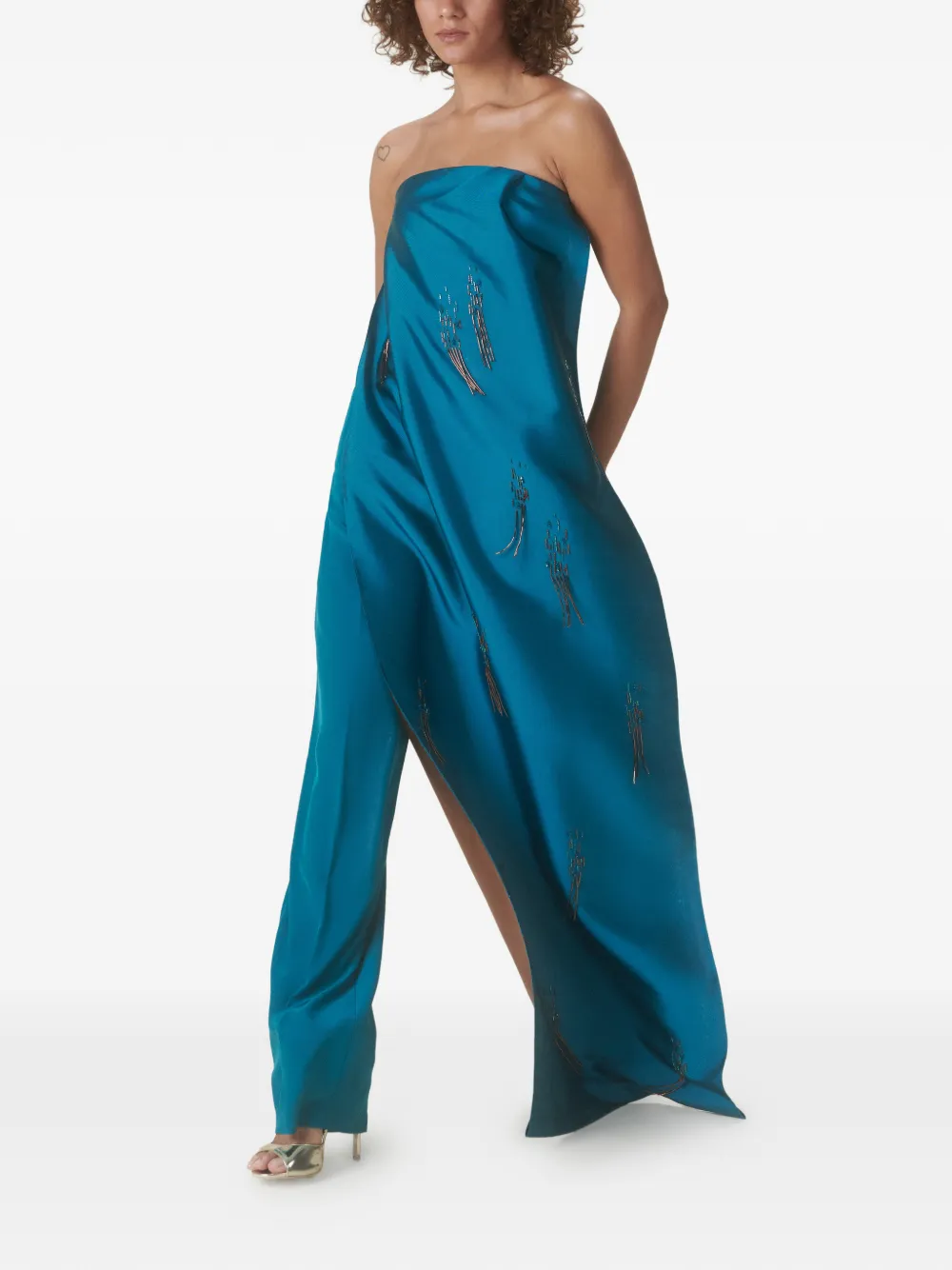 Embellished-Cape Jumpsuit