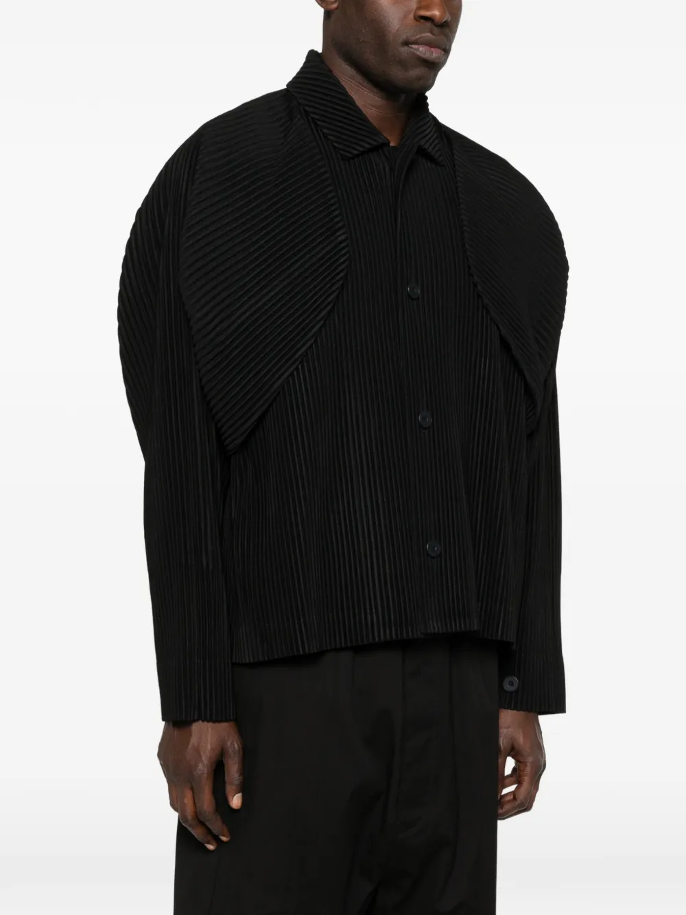 Homme Plissé Issey Miyake Geplooide cropped blazer Zwart
