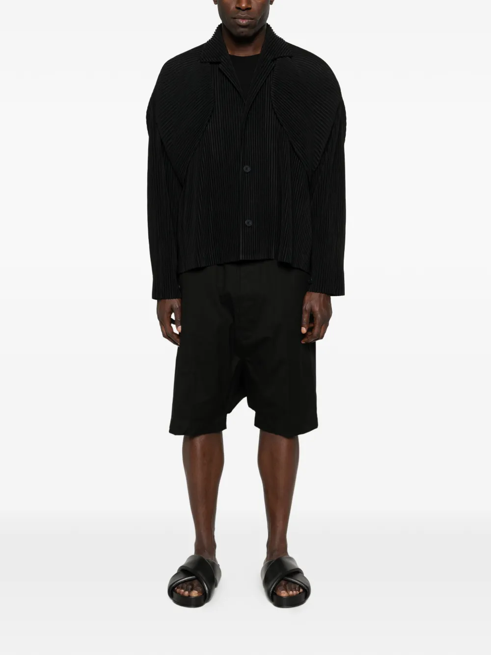 Homme Plissé Issey Miyake Geplooide cropped blazer Zwart