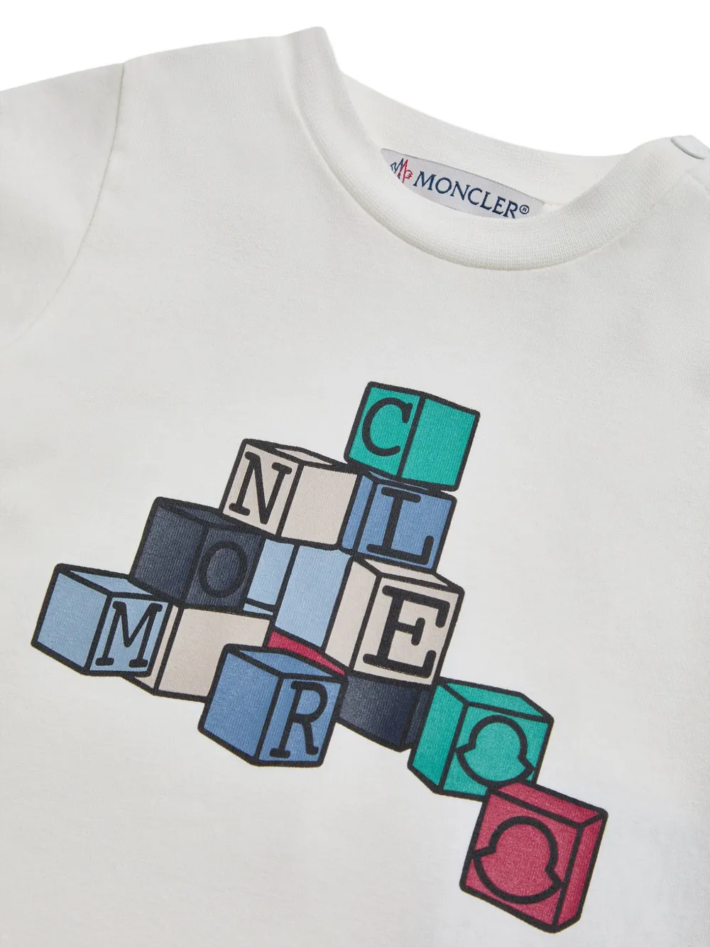 Moncler Enfant T-shirt met knoop en logo Wit