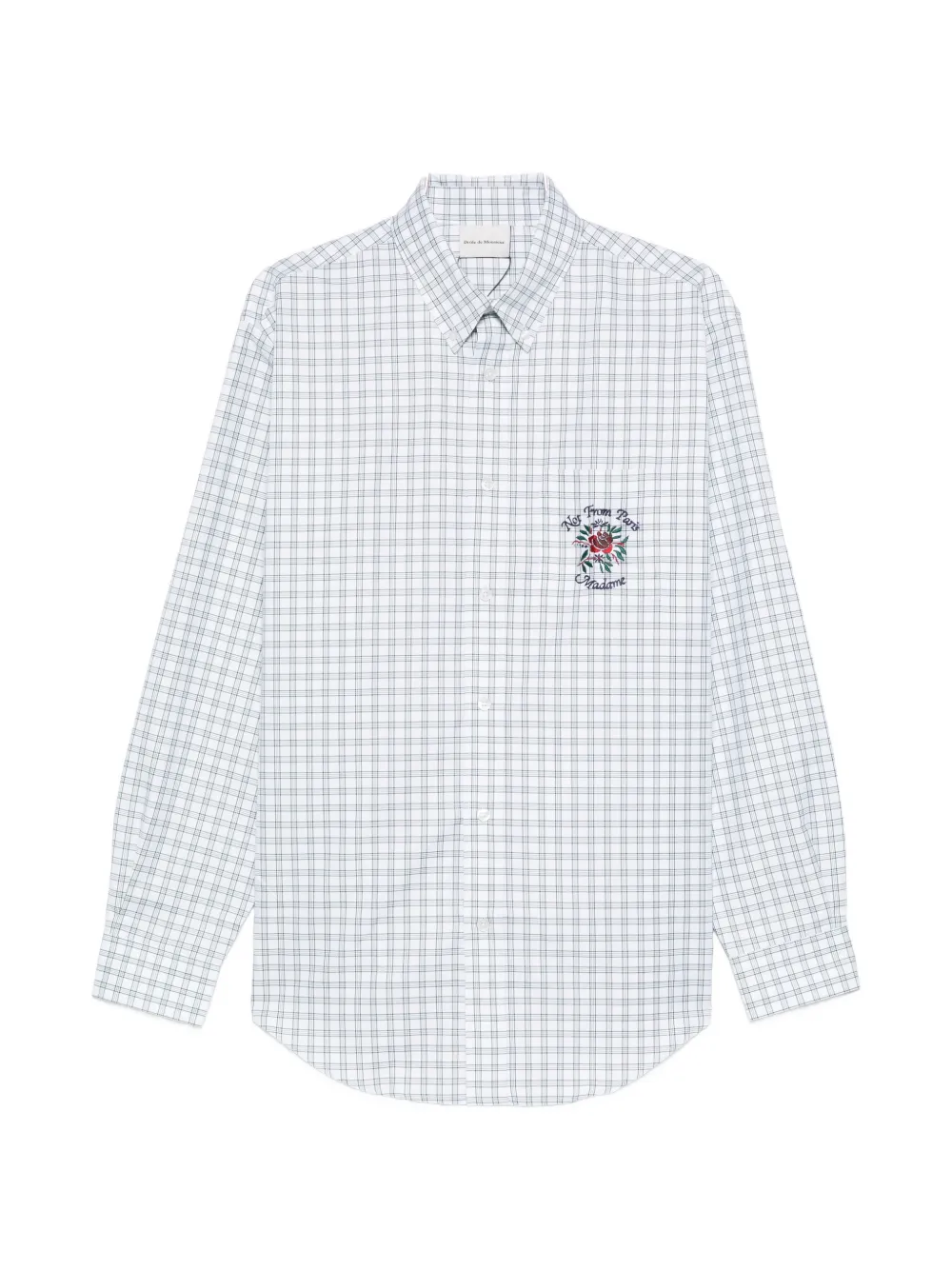 Drôle De Monsieur checked-pattern logo-embroidery shirt - Bianco