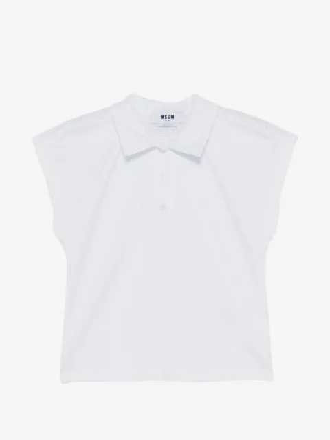 MSGM pointelle short-sleeve polo top