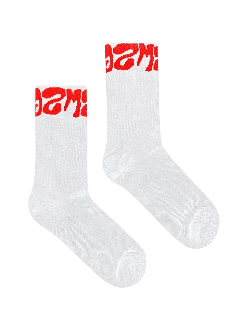 MSGM Kids logo-intarsia ribbed-knit socks - Bianco