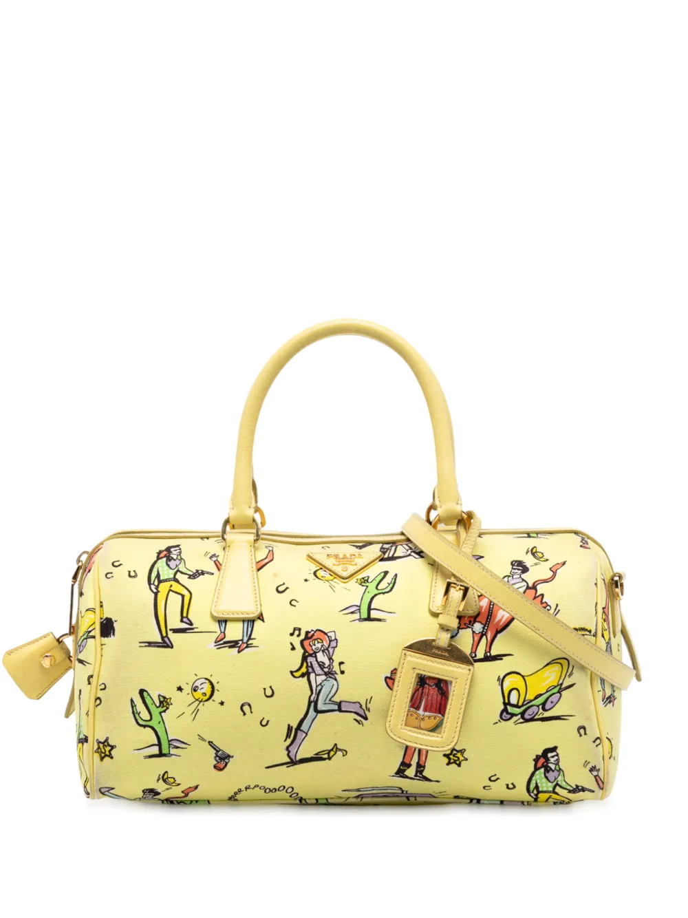 Prada Pre-Owned 2000-2020 Canvas Canapa St Foula Stampato satchel - Giallo