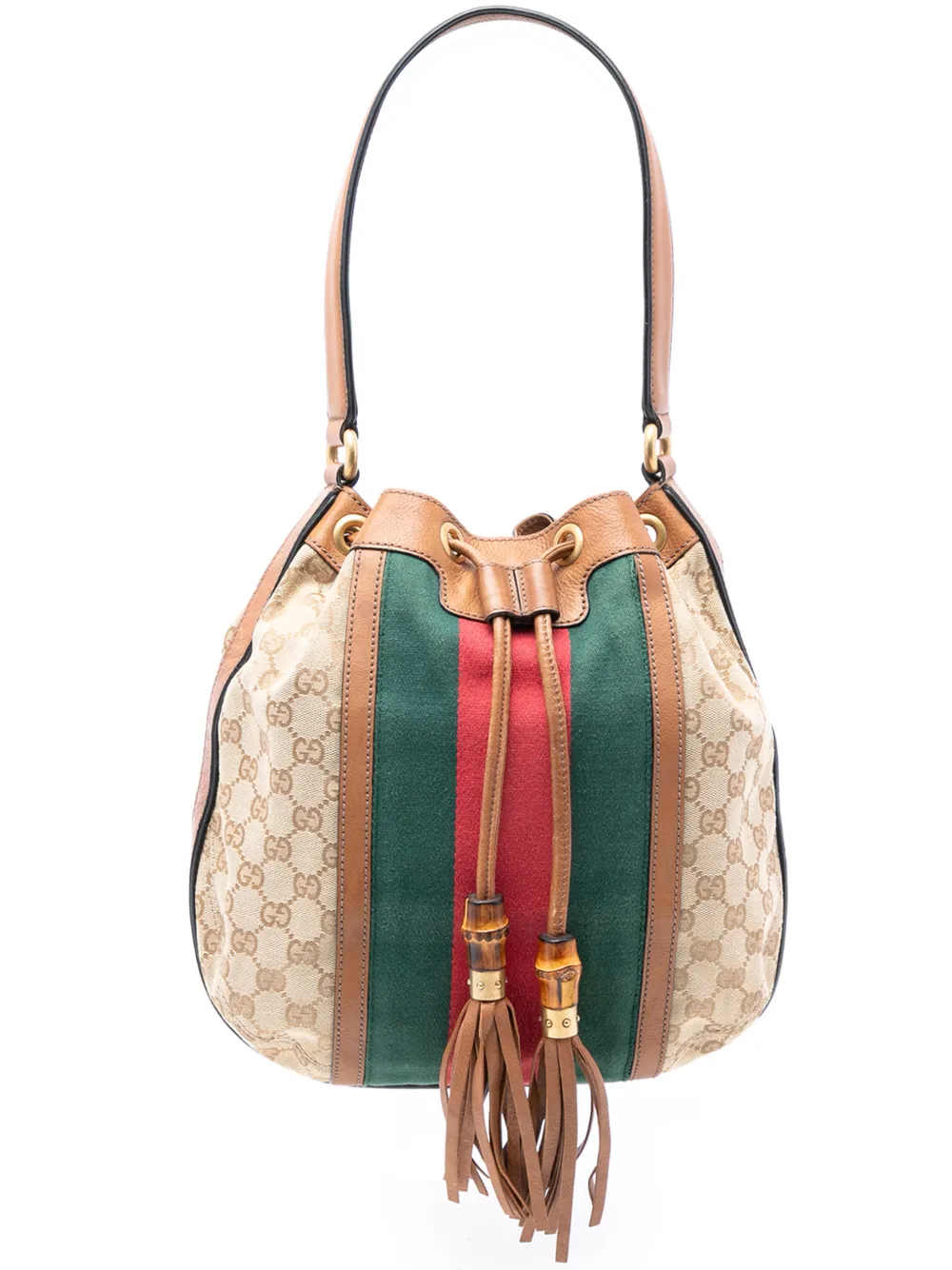 Gucci Pre-Owned Borsa passepartout Rania in tela GG con decorazione Web e coulisse 2000-2015 - Marrone