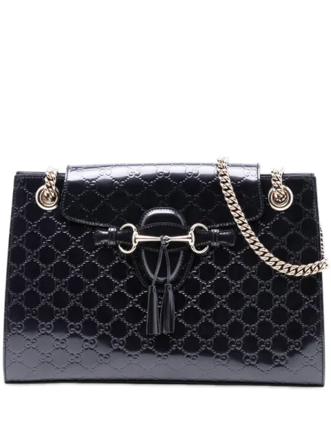 Gucci Pre-Owned Guccissima Emily stor axelväska i lackat läder från 2016-2026