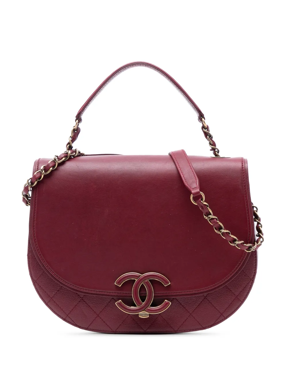 CHANEL Pre-Owned 2017-2018 Medium Calfskin Coco Curve Flap satchel - Rosso