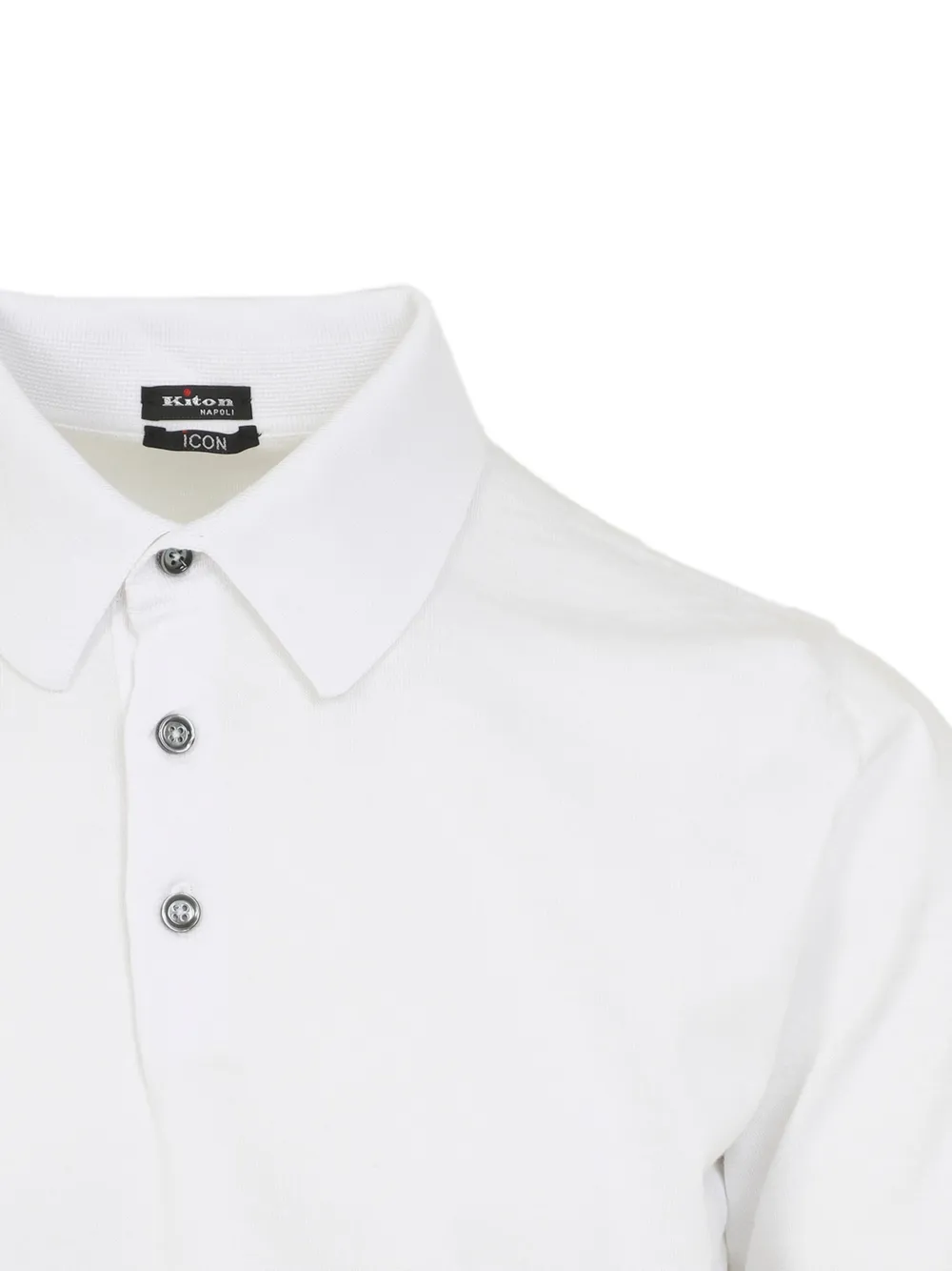  Kiton Button Short-sleeve Polo Shirt - White 