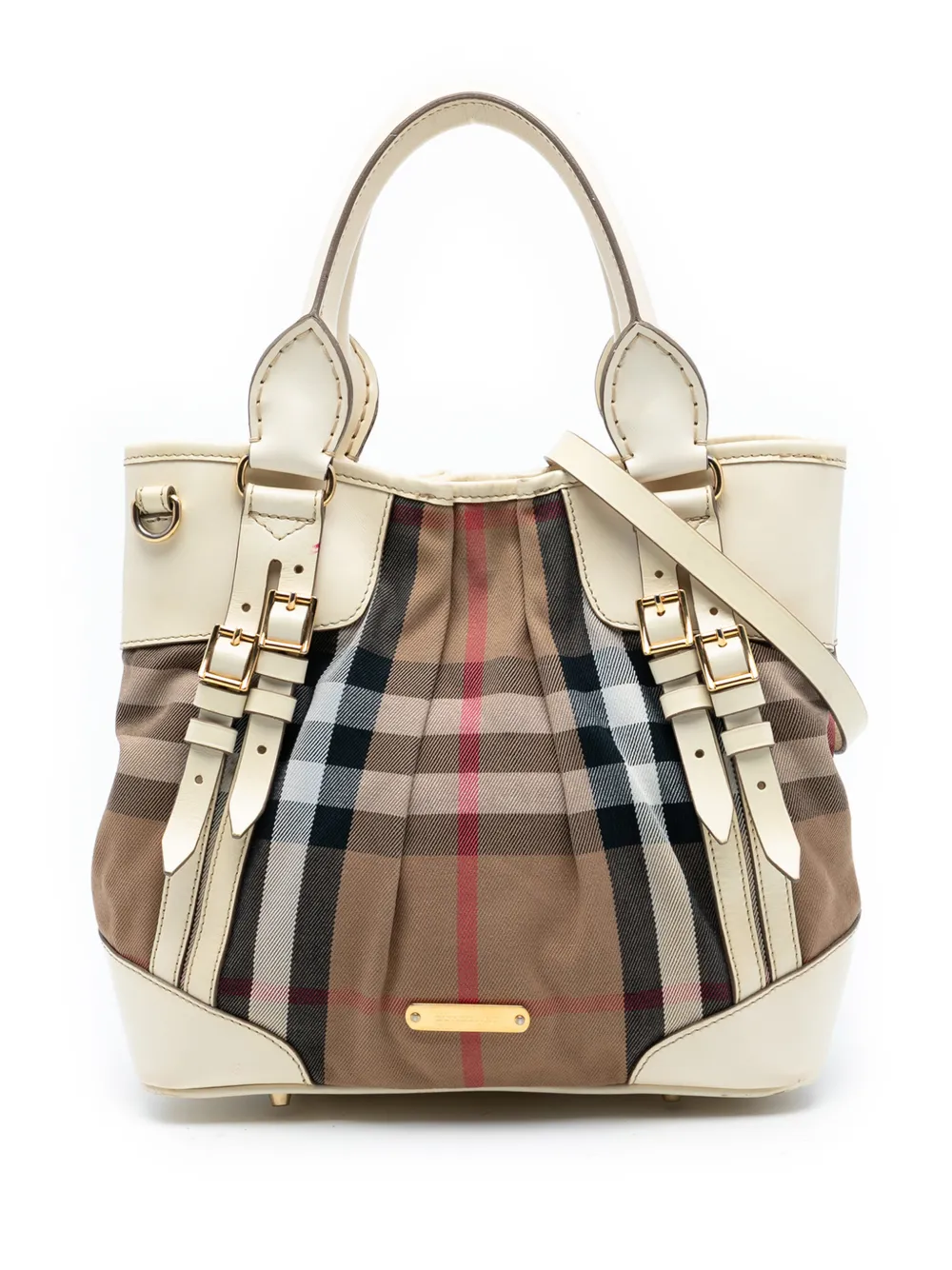 Burberry Pre-Owned Borsa a tracolla Bridle Whipstitch in pelle e tela con motivo House Check 2000-2017 - Marrone