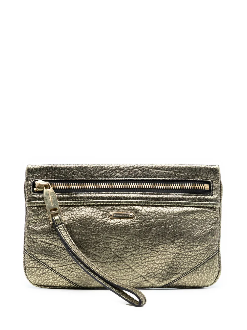 Burberry Pre-Owned 2000-2017 Metallic Grained Leather Wristlet clutch bag - Oro