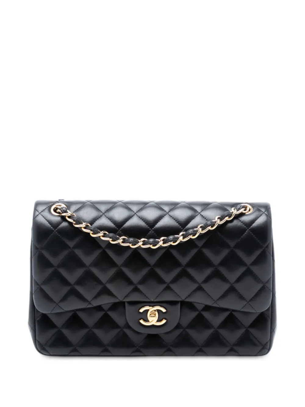 CHANEL Pre-Owned 2012 Jumbo Classic Lambskin Double Flap shoulder bag - Nero