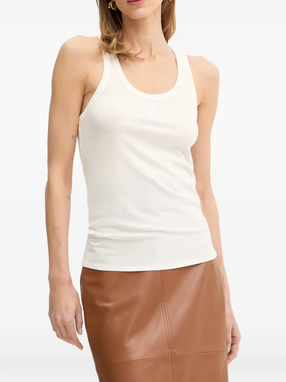 Elisabetta Franchi logo-embroidered tank top - Bianco