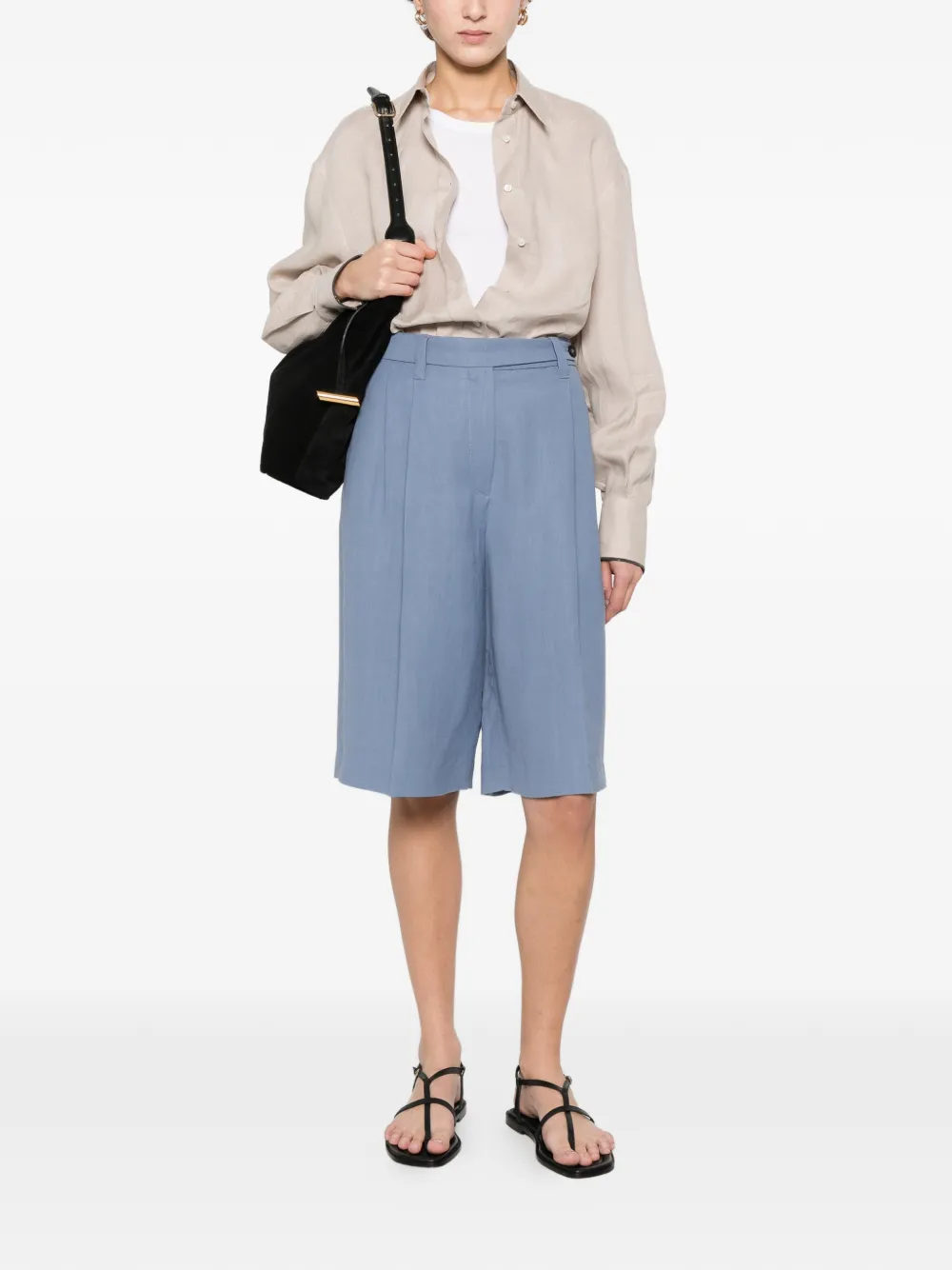 Brunello Cucinelli Geplooide shorts Blauw
