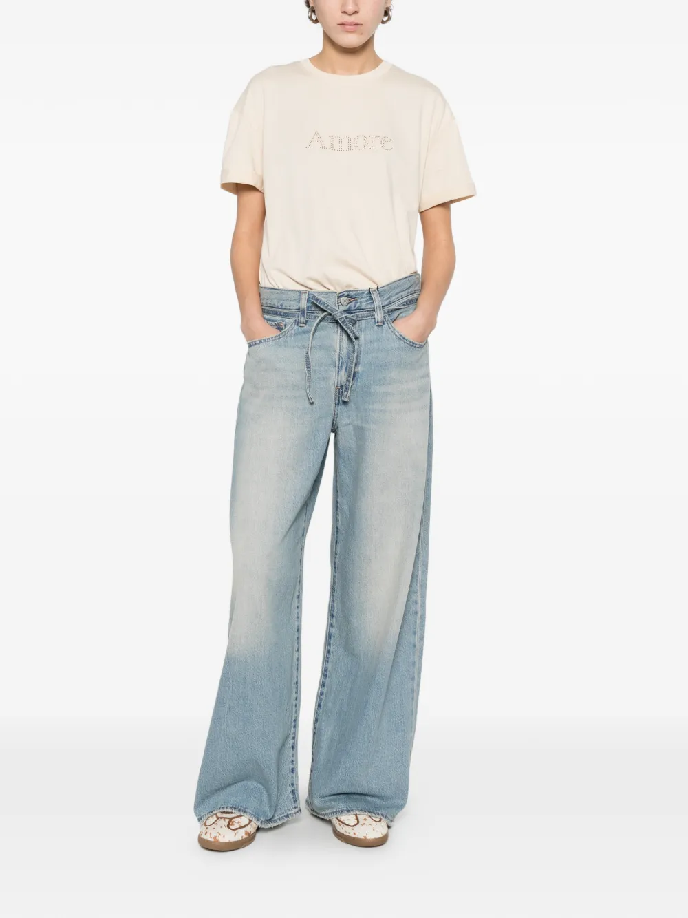 TWINSET Amore T-shirt met applicatie Beige