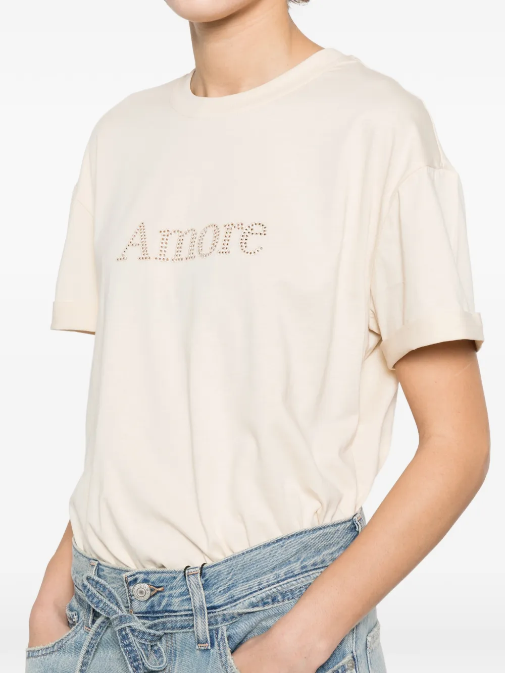 TWINSET Amore T-shirt met applicatie Beige