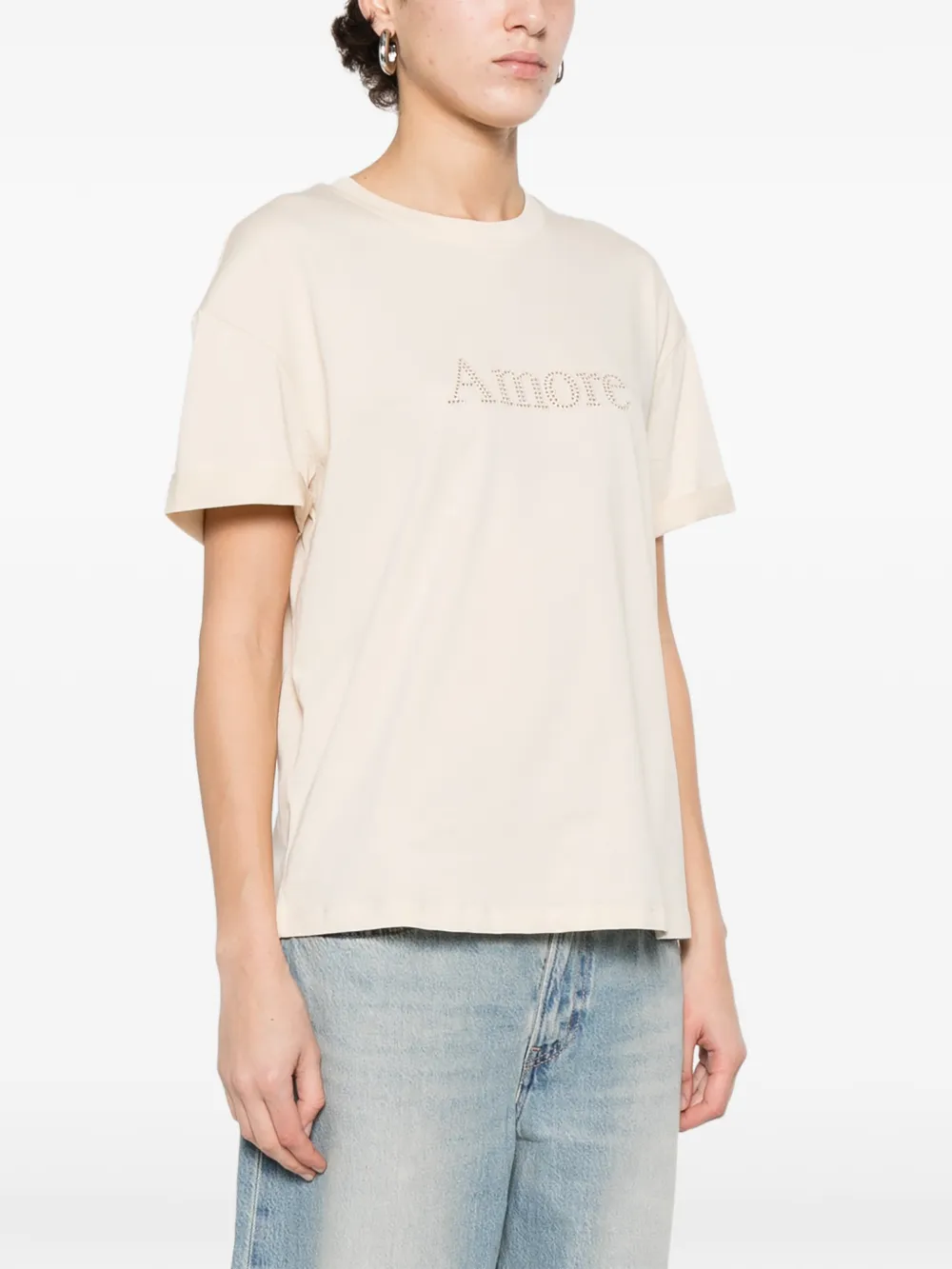 TWINSET Amore T-shirt met applicatie Beige