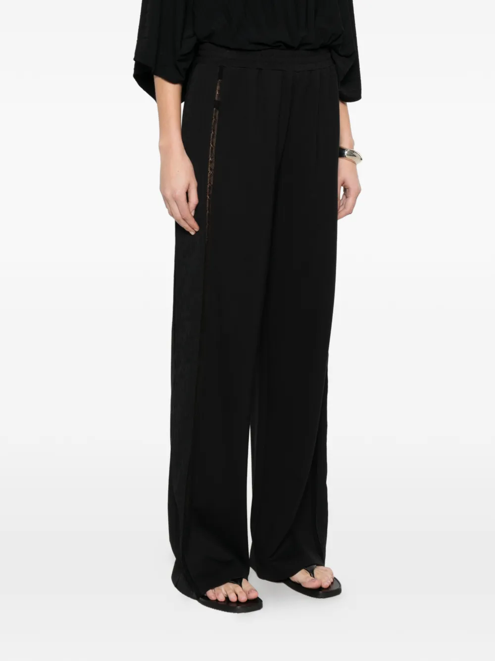 TWINSET Chine gerecyclede crêpe broek Zwart