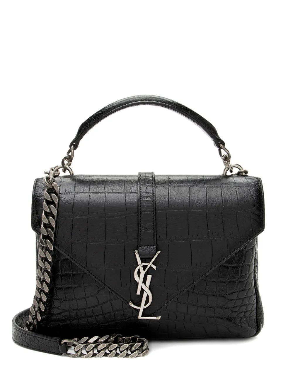 Saint Laurent Pre-Owned 2016 croc-embossed crossbody bag - Nero