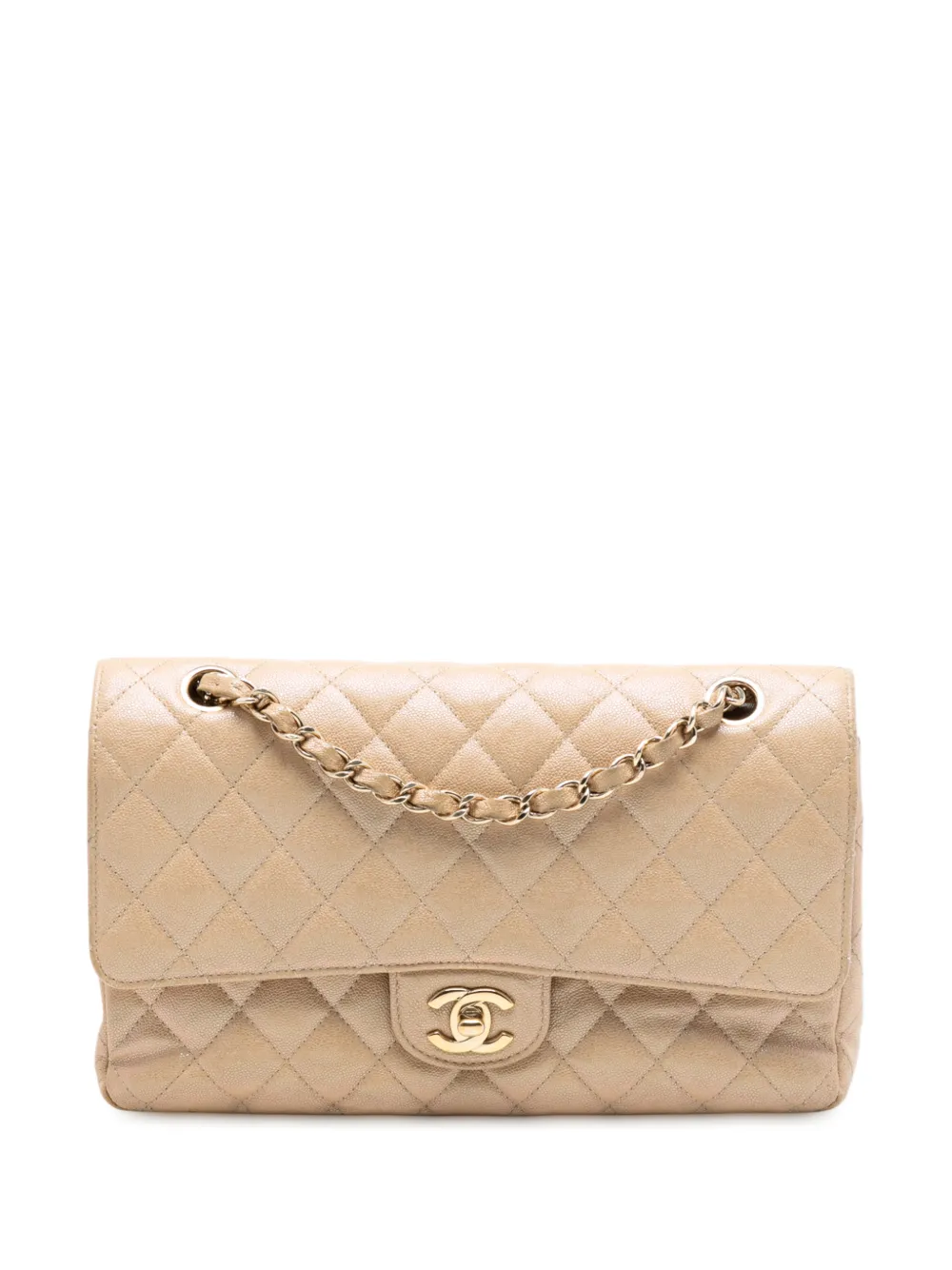 CHANEL Pre-Owned 2019 Medium Classic Iridescent Caviar Double Flap shoulder bag - Marrone