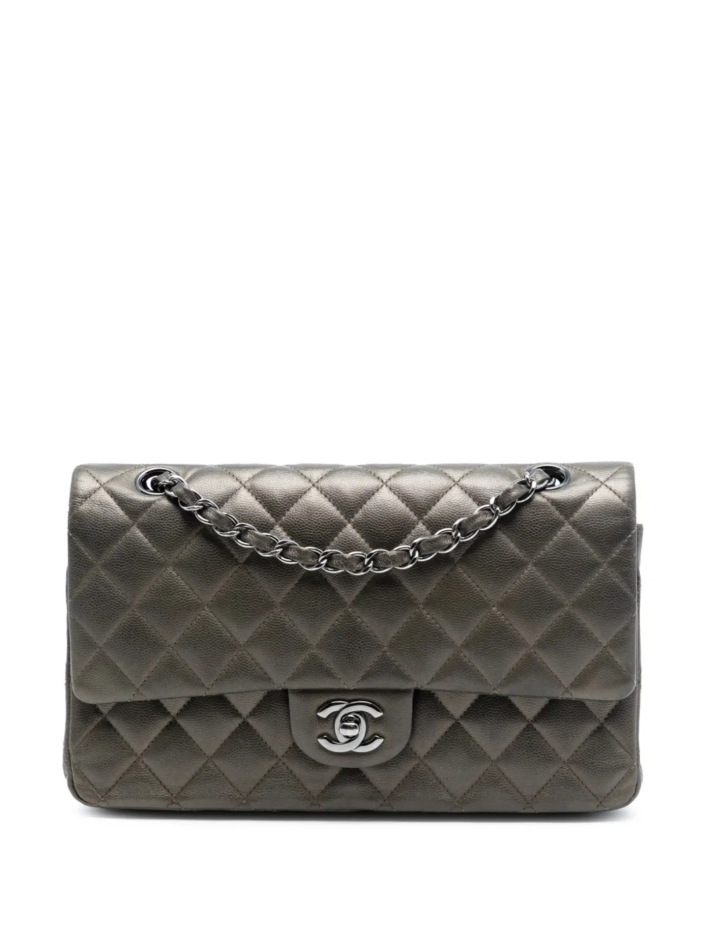 CHANEL Pre-Owned 2016-2017 Medium Classic Metallic Caviar Double Flap shoulder bag - Grigio
