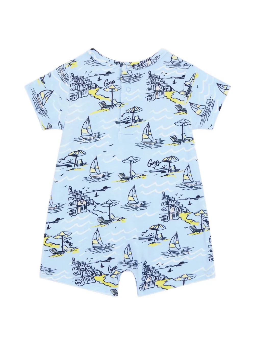  Guess Kids Rear-buttoned Patterned Romper - Blue 