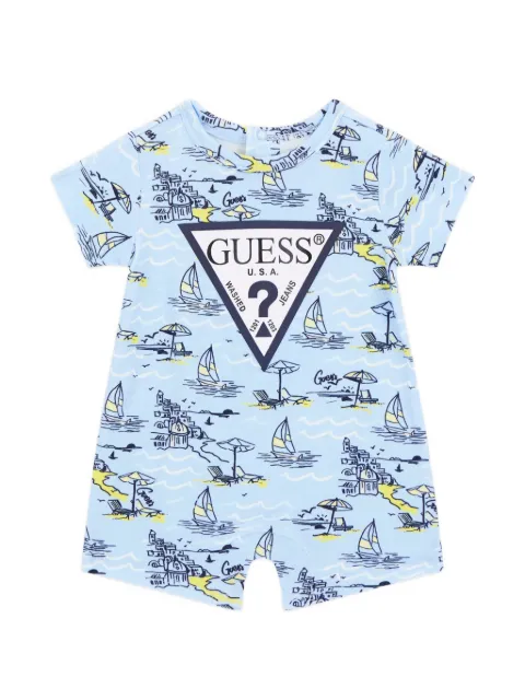 guess kids rear-buttoned patterned romper