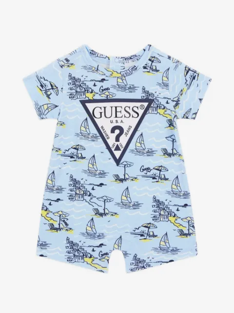guess kids rear-buttoned patterned romper