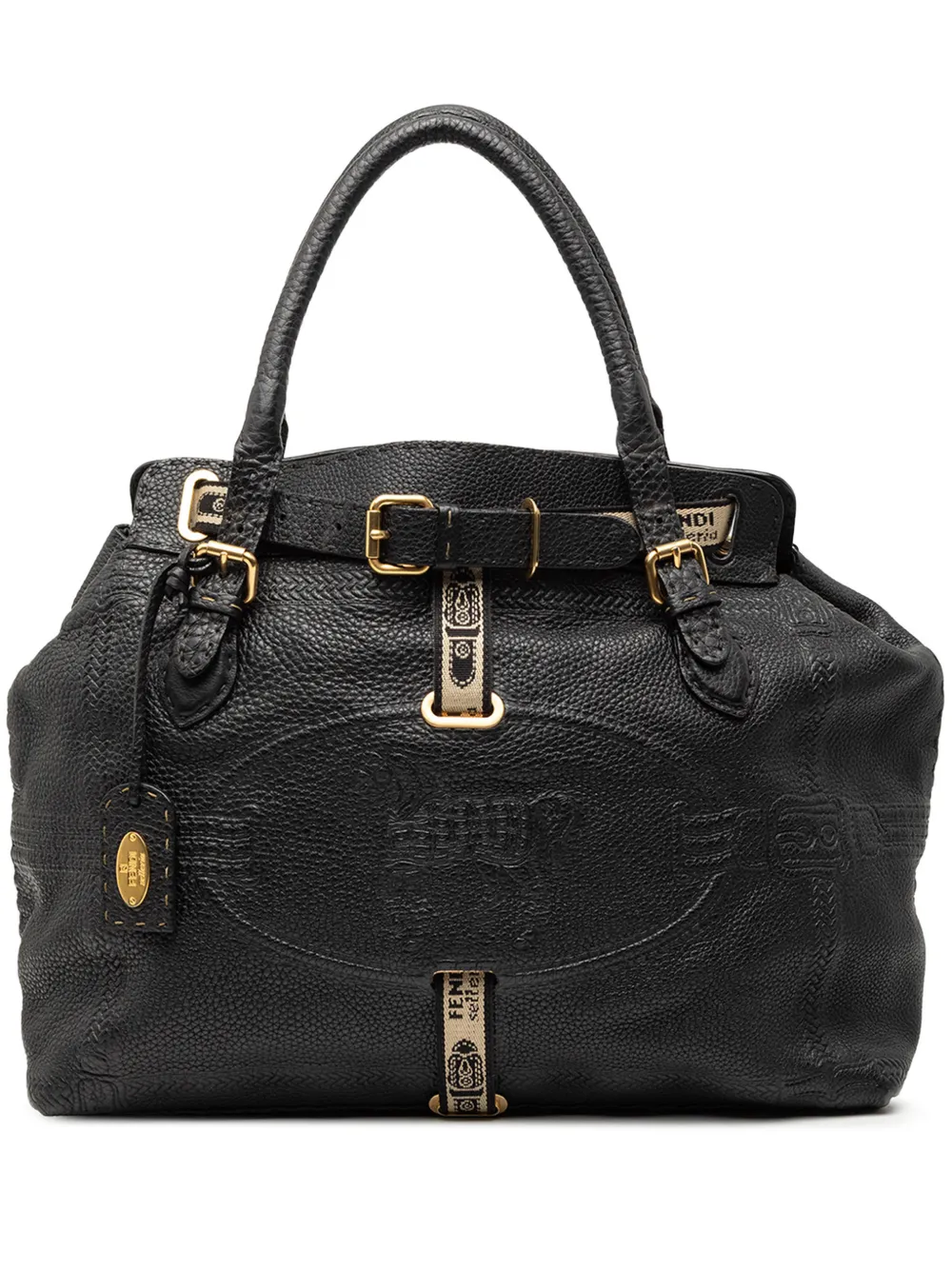 Fendi Pre-Owned 2000-2010 Large Leather Selleria Villa Borghese tote bag - Nero