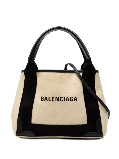 Balenciaga Pre-Owned Navy Cabas XS 帆布斜挎包(2019年典藏款)