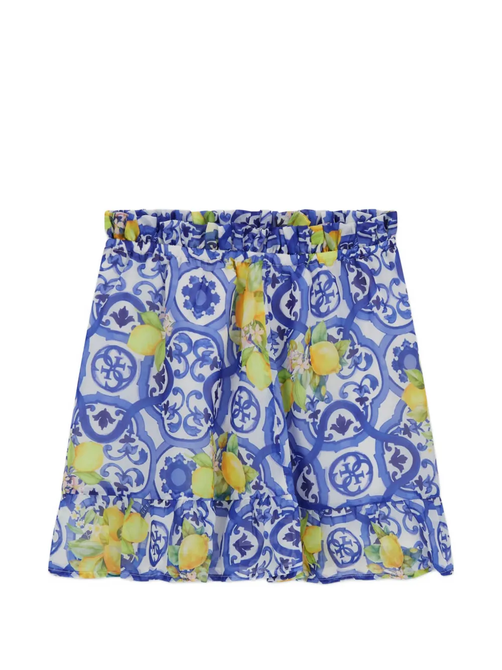  Guess Kids Ruffled-hem Patterned Skirt - Blue 
