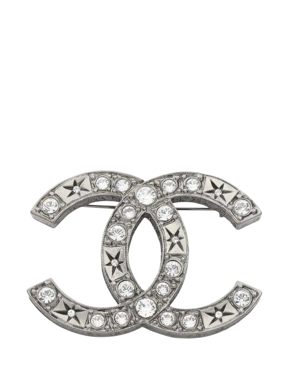 CHANEL Pre-Owned 2014 CC Stainless Steel Strass Brooch costume brooch - Argento