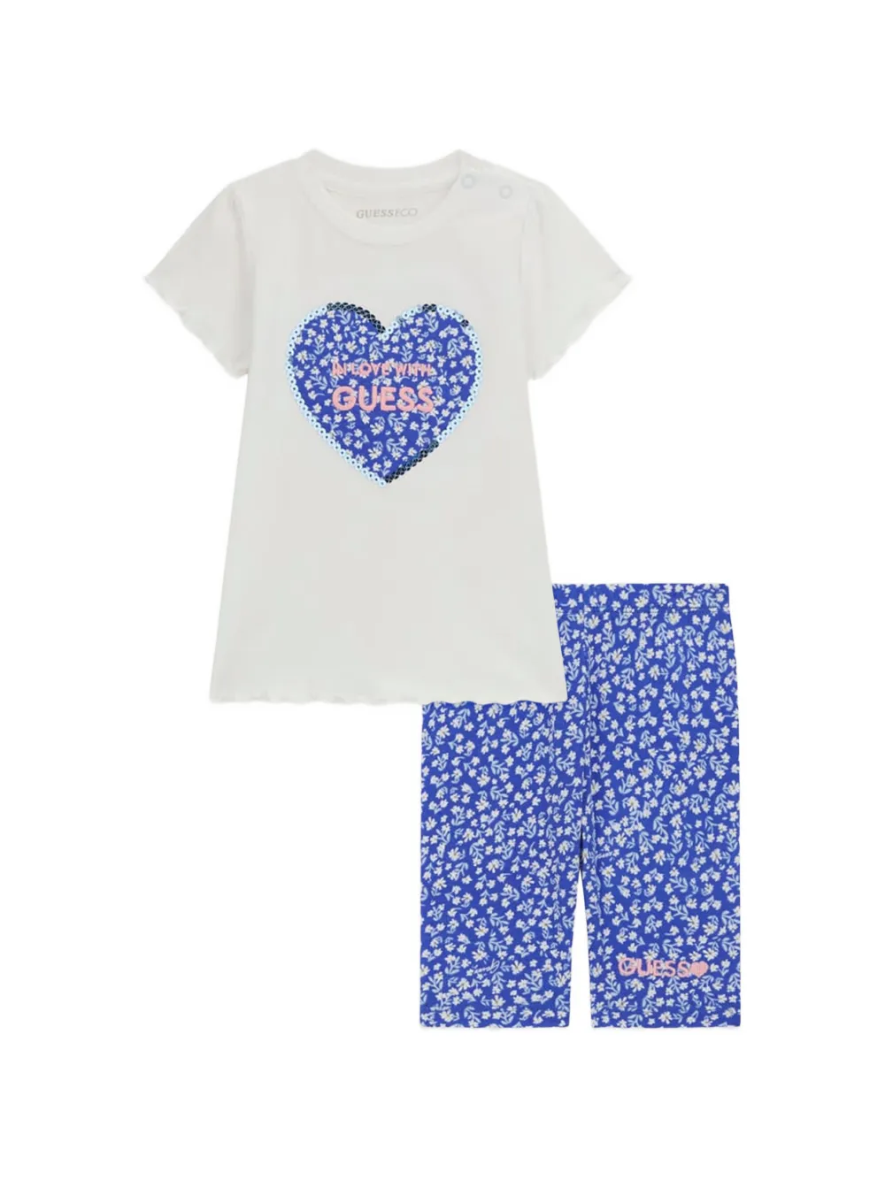 guess kids floral-print trouser set - Bianco