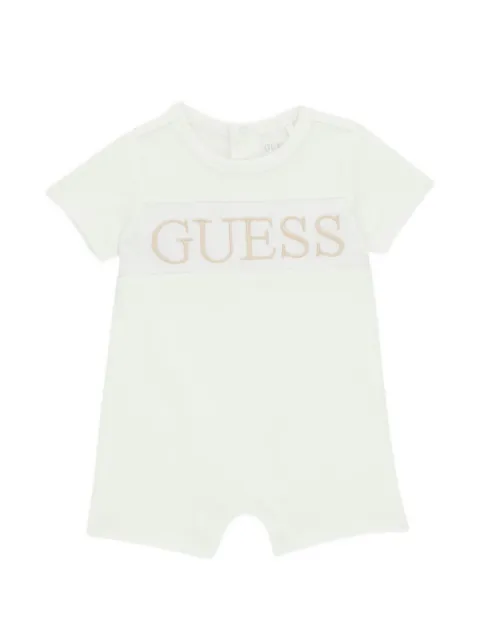 guess kids logo-embroidered romper