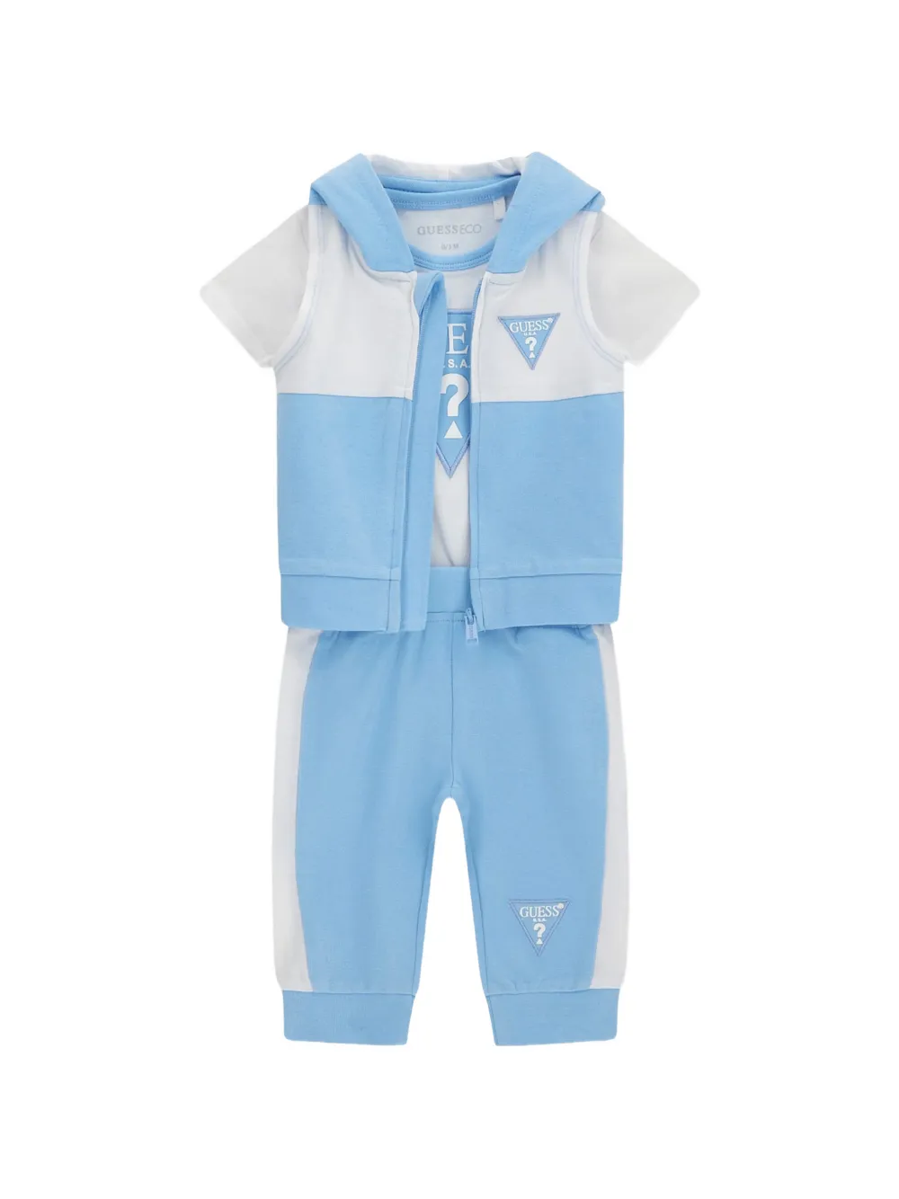 guess kids logo-detail trouser set (set of three) - Blu