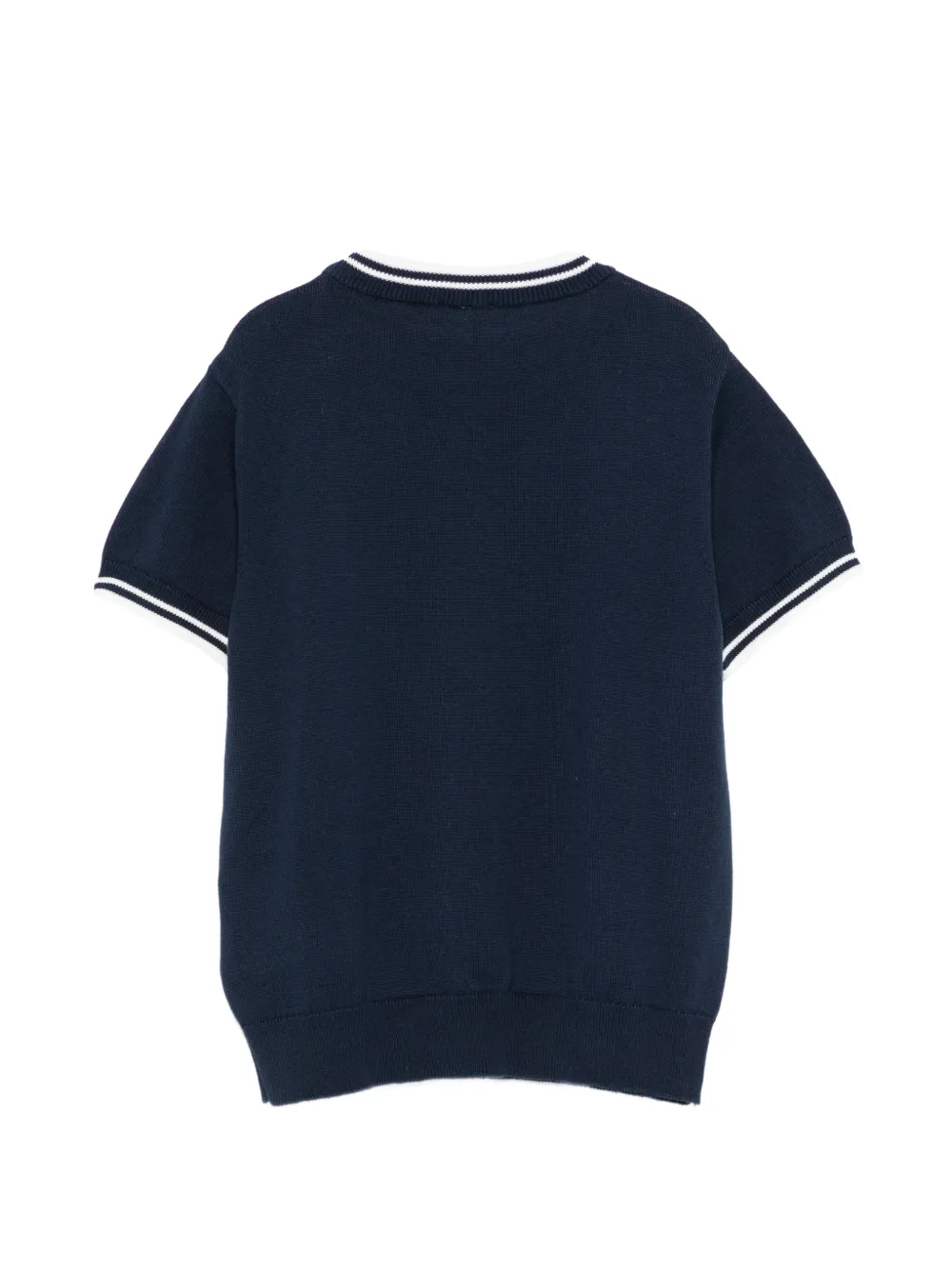 Fay Kids T-shirt met gestreepte afwerking Blauw