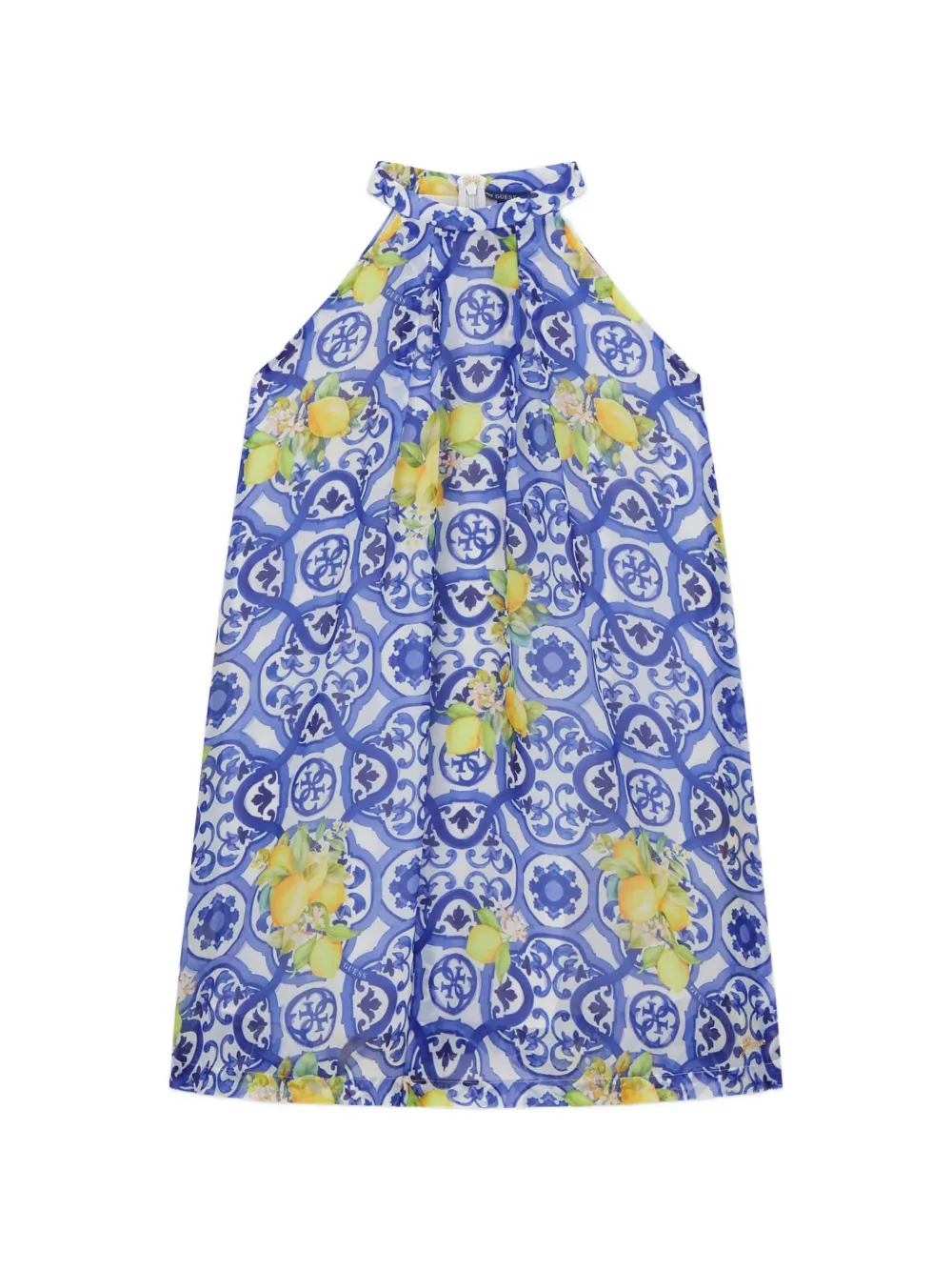 guess kids patterned halterneck dress - Blu