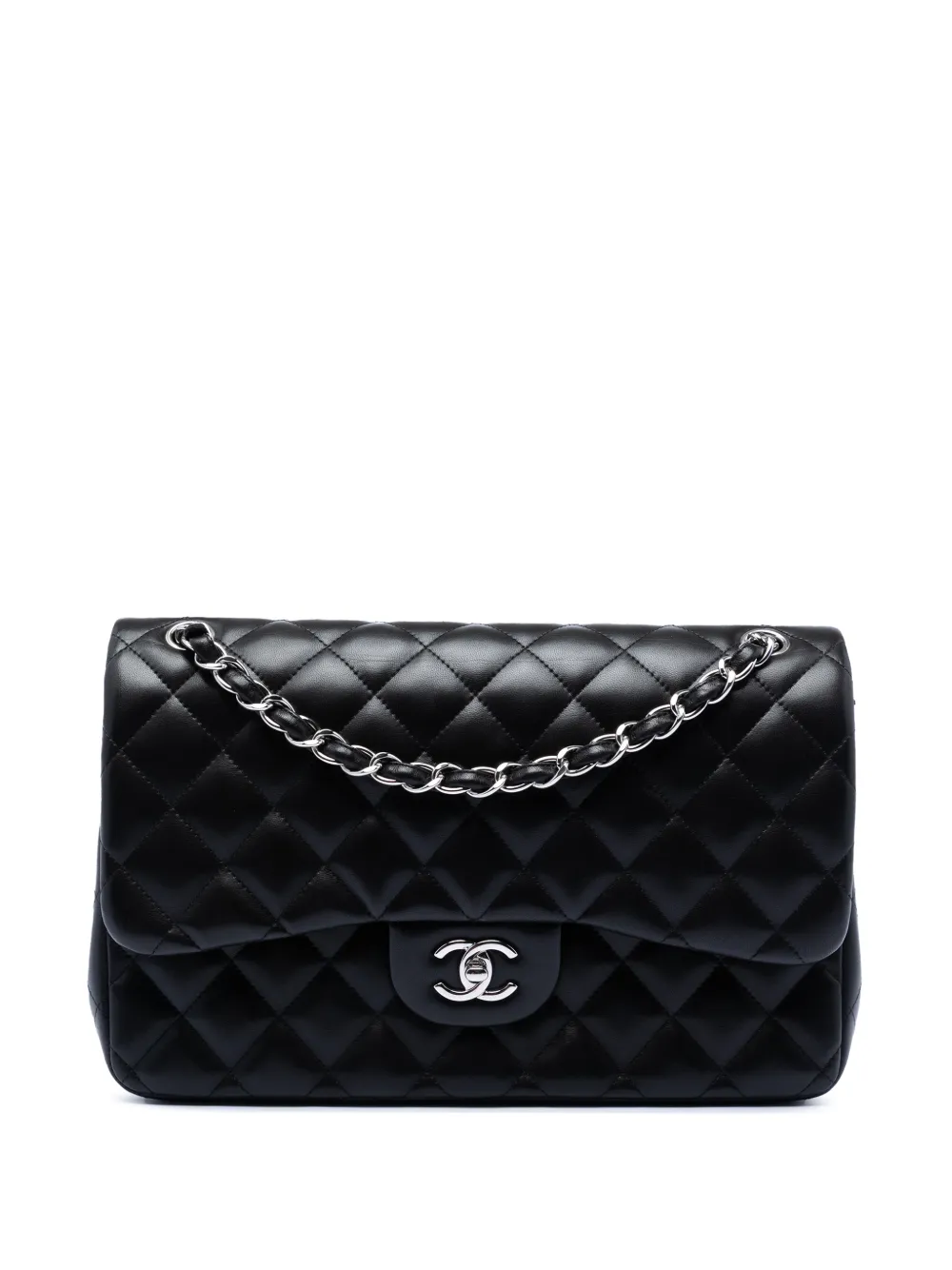 CHANEL Pre-Owned 2012 Jumbo Classic Lambskin Double Flap shoulder bag - Black
