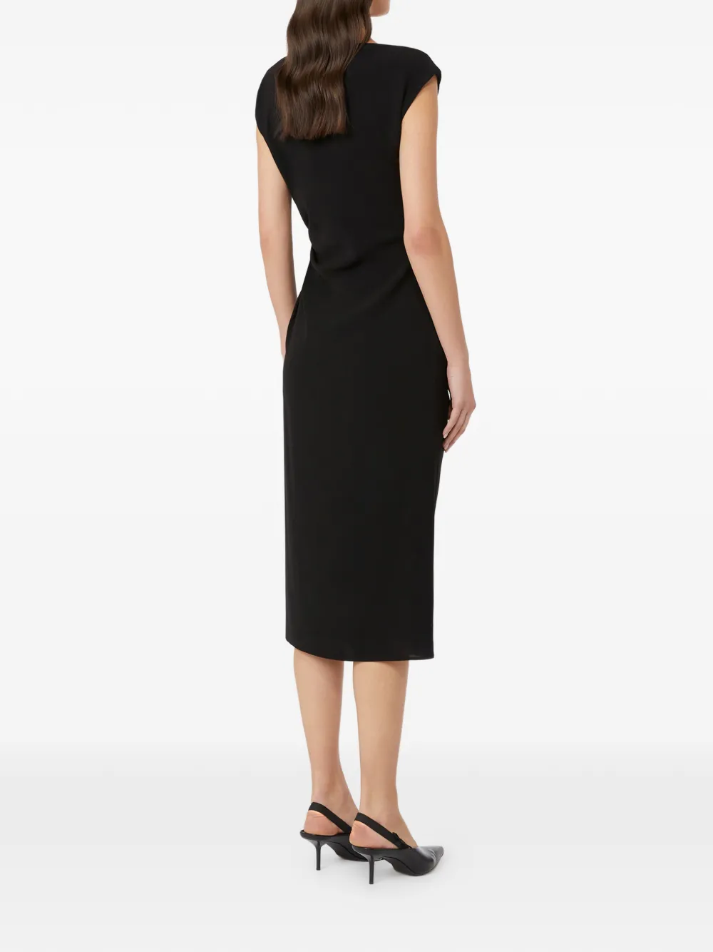 Aia Boat-Neck Draped Midi Dress