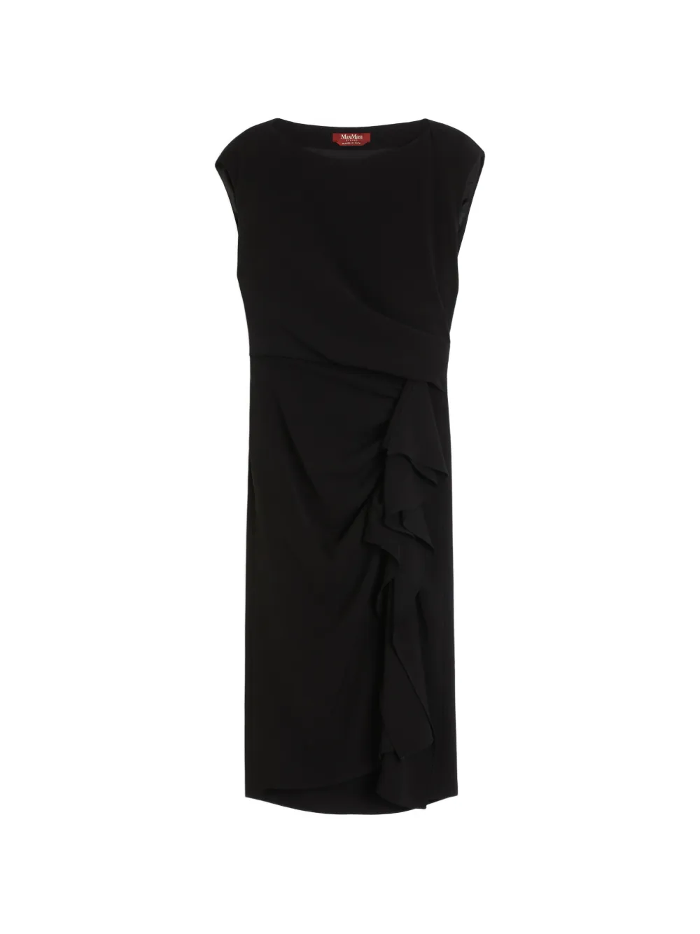 Max Mara Aia boat-neck draped midi dress - Nero