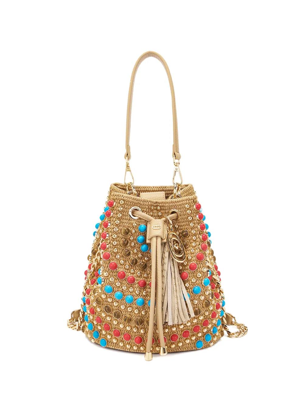 La Carrie beaded tassel tote bag - Toni neutri