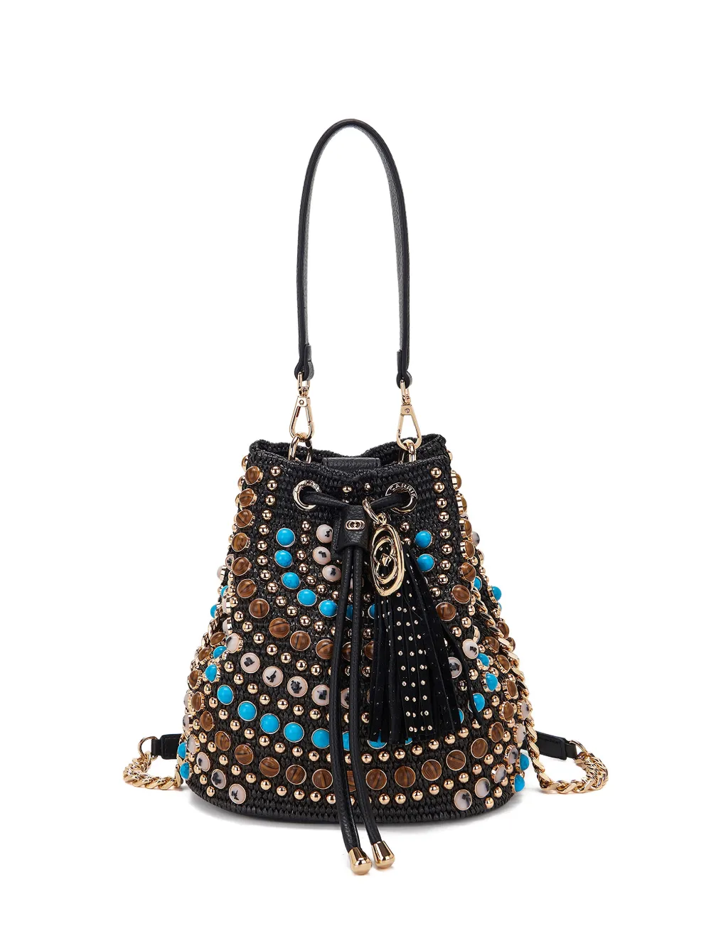 La Carrie Andromeda beaded bucket bag - Nero