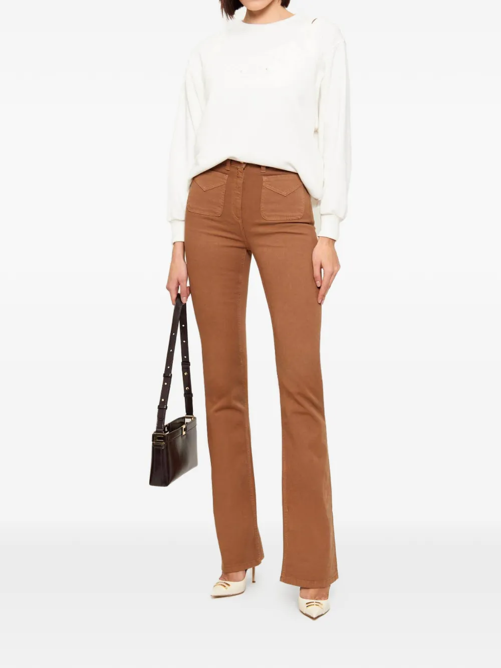  Elisabetta Franchi Long-sleeve Embossed Sweatshirt - Neutrals 