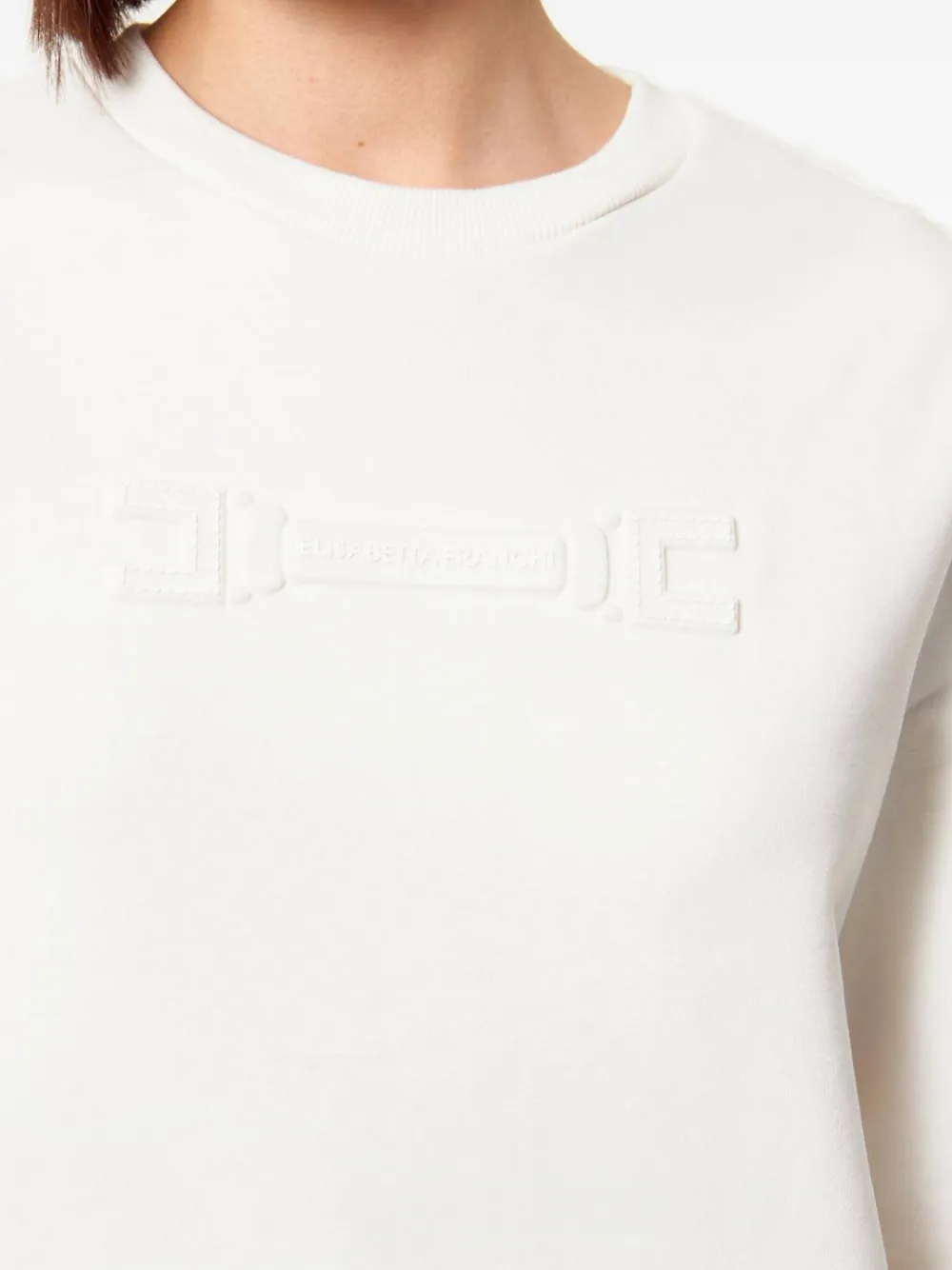 Elisabetta Franchi Sweater met lange mouwen en reliëf Beige