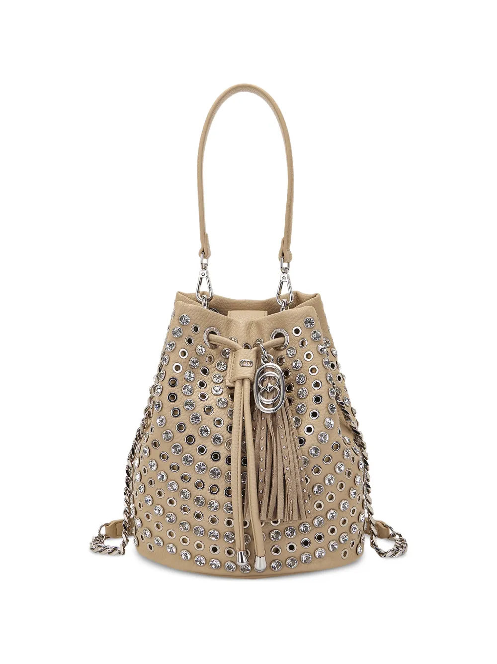 La Carrie small rhinestone-embellished bucket bag - Toni neutri